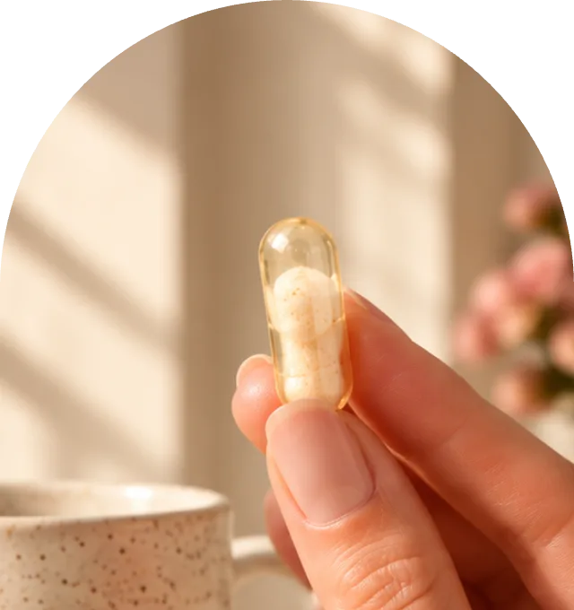 Hand holding a capsule